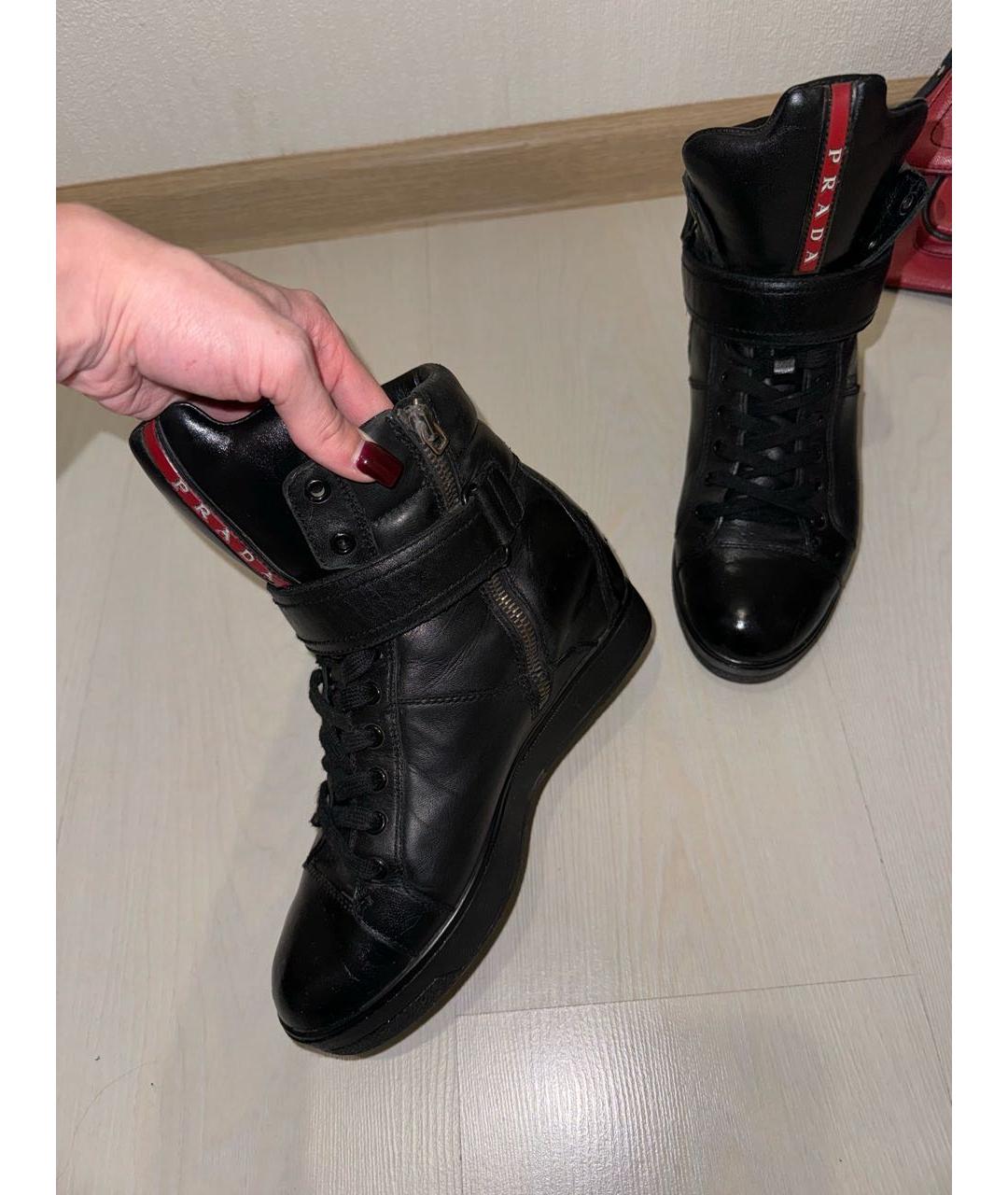 PRADA Черные кожаные ботинки, фото 7