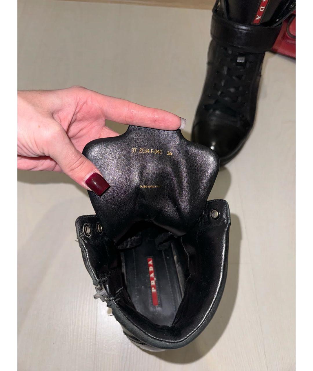 PRADA Черные кожаные ботинки, фото 3