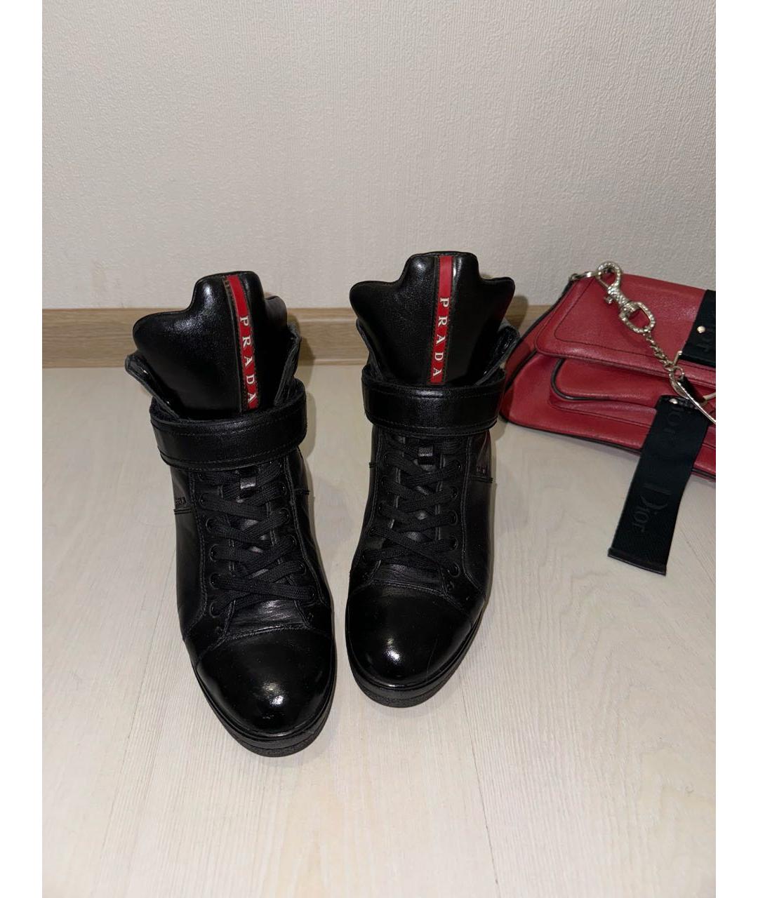 PRADA Черные кожаные ботинки, фото 2