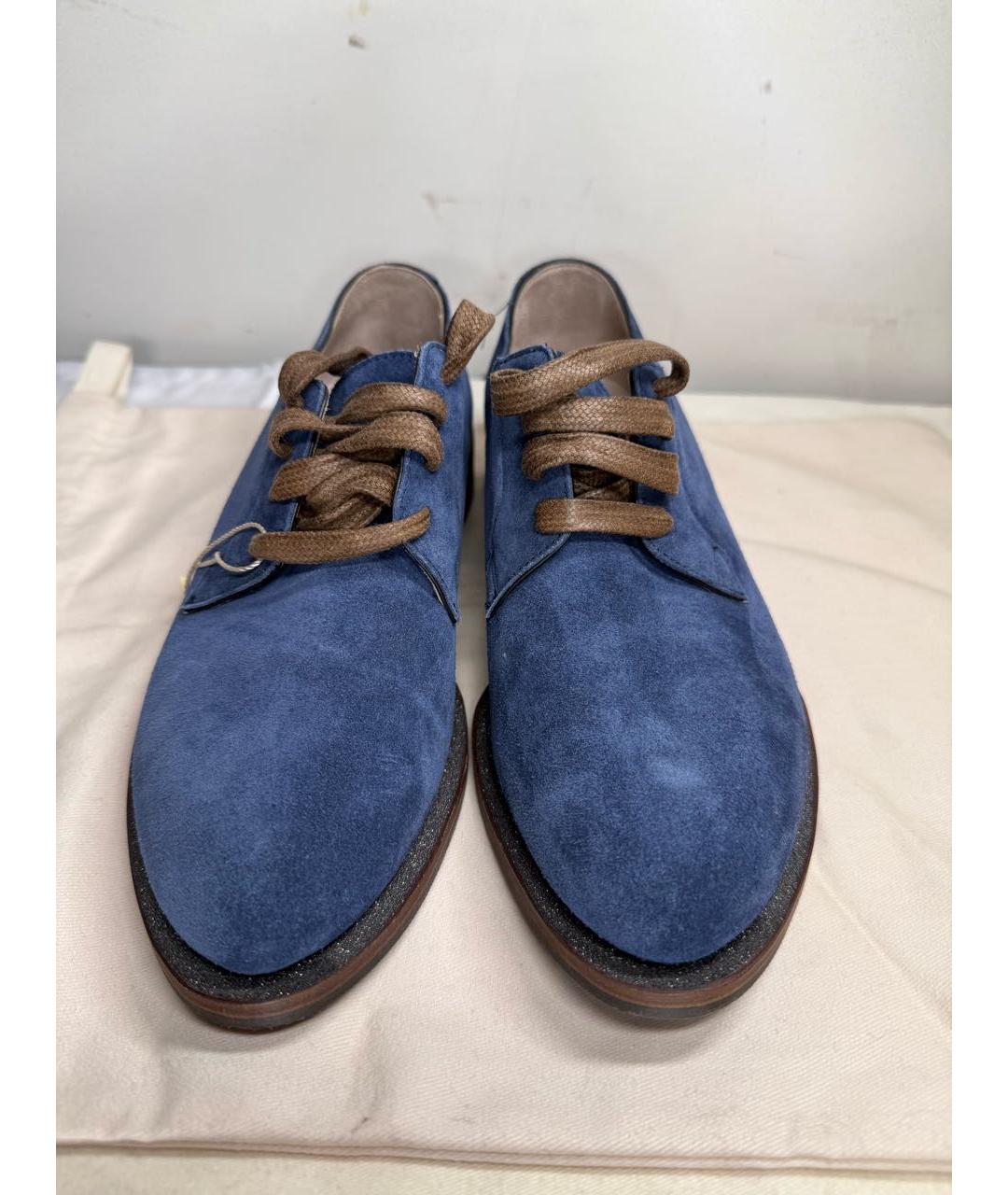 BRUNELLO CUCINELLI Темно-синие замшевые брогги и оксфорды, фото 2