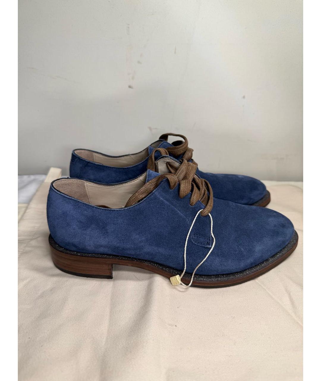 BRUNELLO CUCINELLI Темно-синие замшевые брогги и оксфорды, фото 6