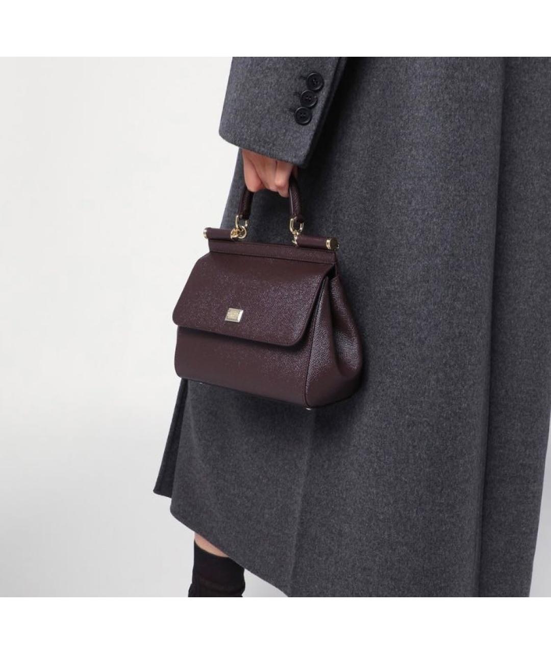 DOLCE&GABBANA Бордовая кожаная сумка через плечо, фото 2
