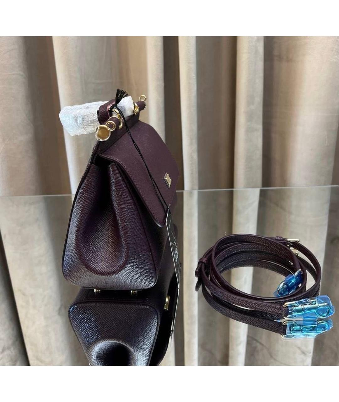 DOLCE&GABBANA Бордовая кожаная сумка через плечо, фото 5