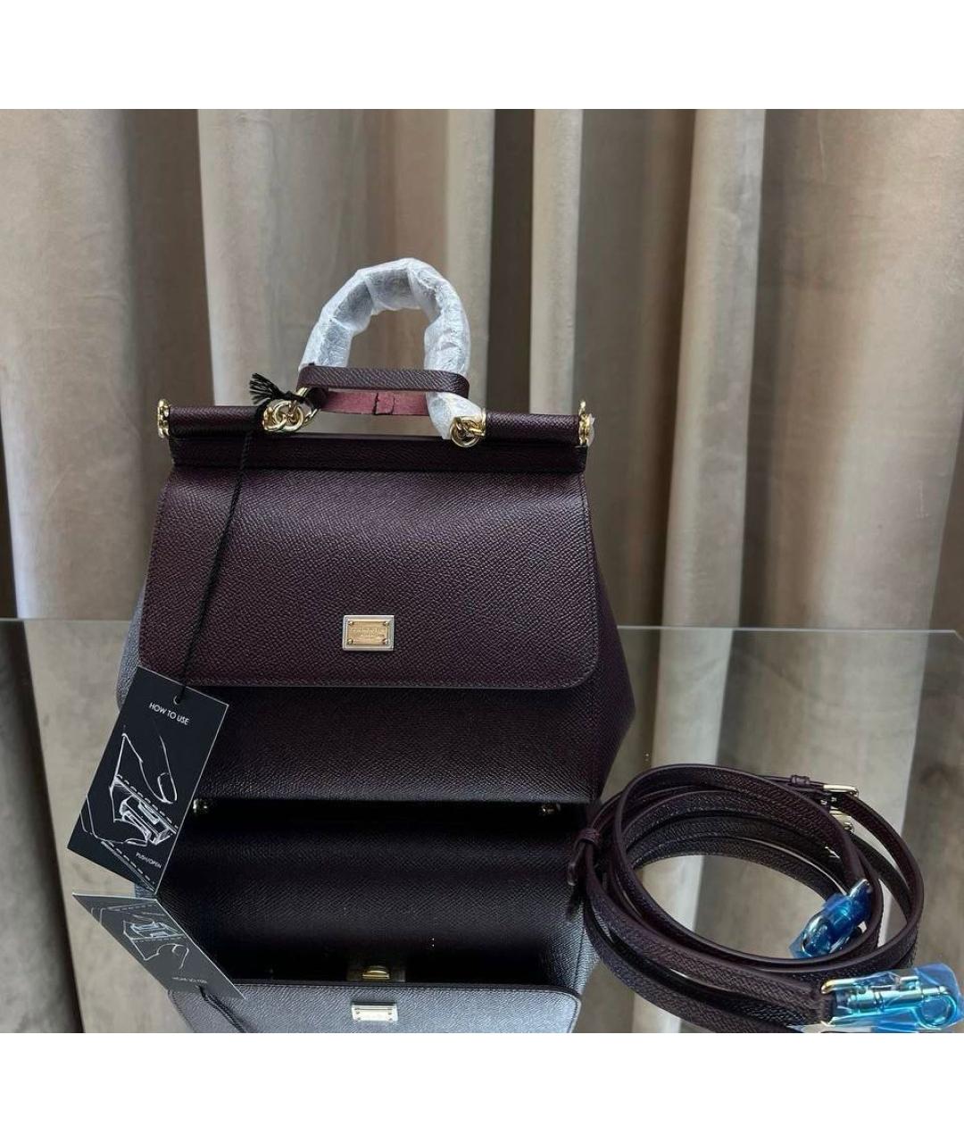 DOLCE&GABBANA Бордовая кожаная сумка через плечо, фото 4