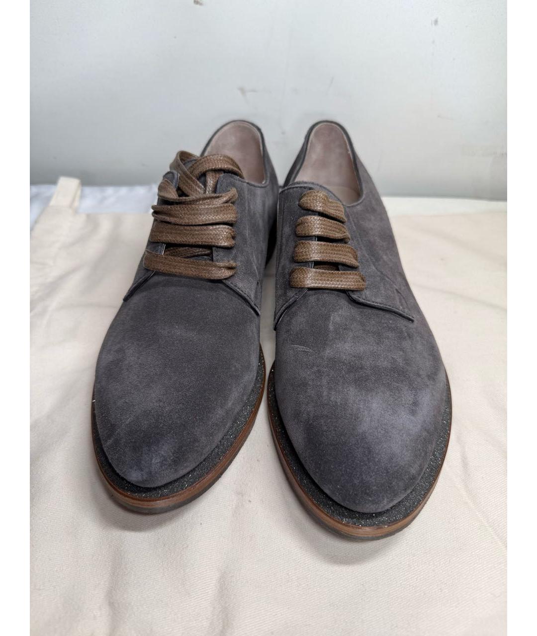 BRUNELLO CUCINELLI Антрацитовые замшевые брогги и оксфорды, фото 2