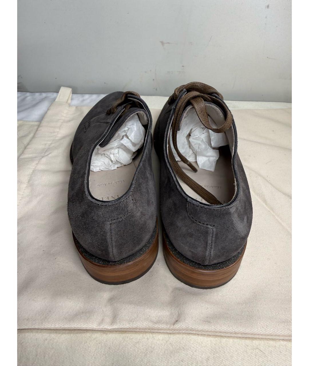 BRUNELLO CUCINELLI Антрацитовые замшевые брогги и оксфорды, фото 4