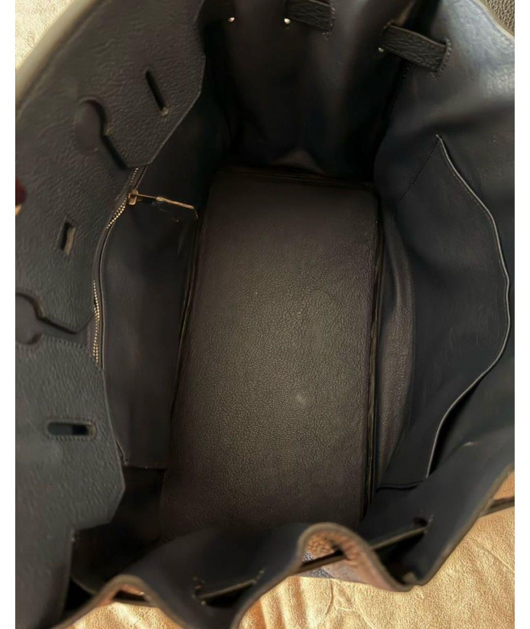 HERMES Черная кожаная сумка с короткими ручками, фото 6