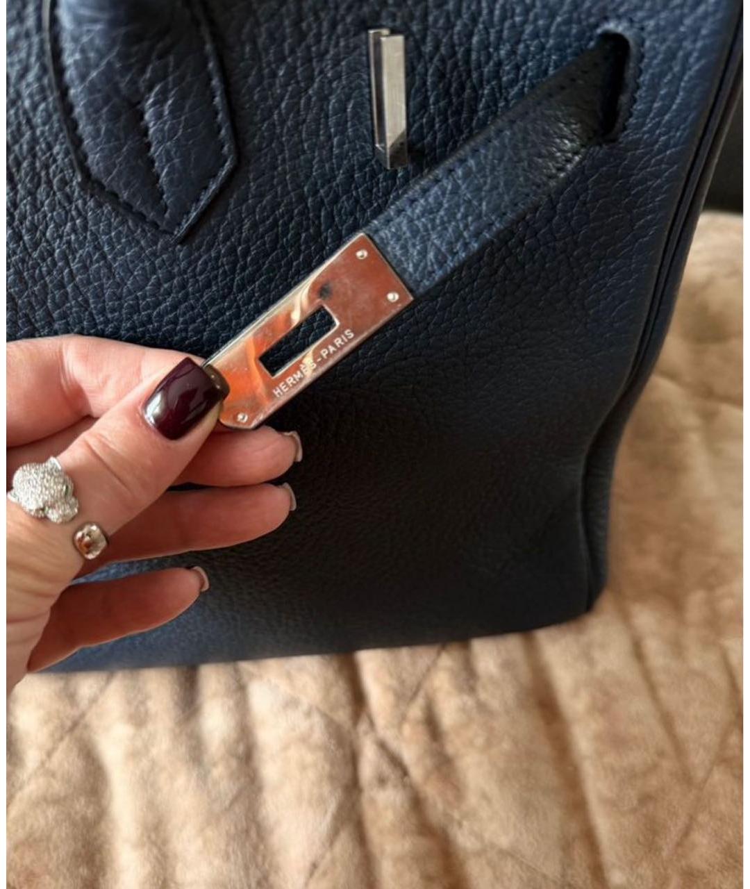 HERMES Черная кожаная сумка с короткими ручками, фото 5