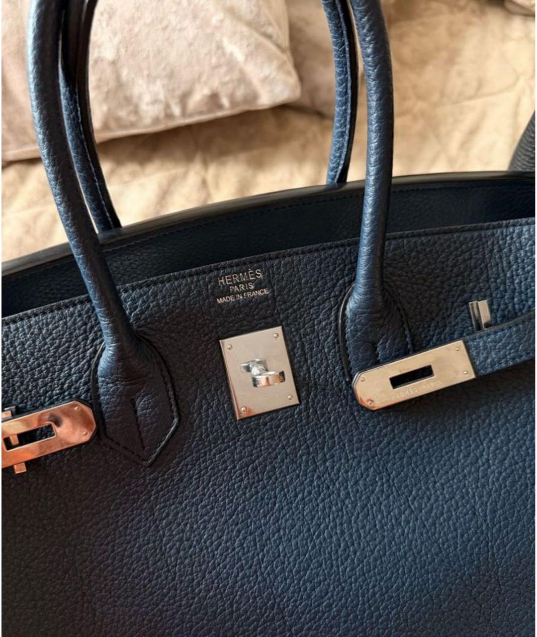 HERMES Черная кожаная сумка с короткими ручками, фото 4