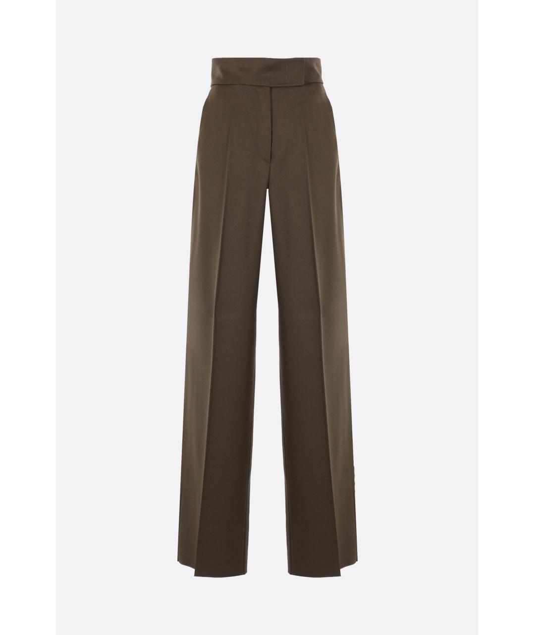 MAX MARA Зеленые шерстяные прямые брюки, фото 6