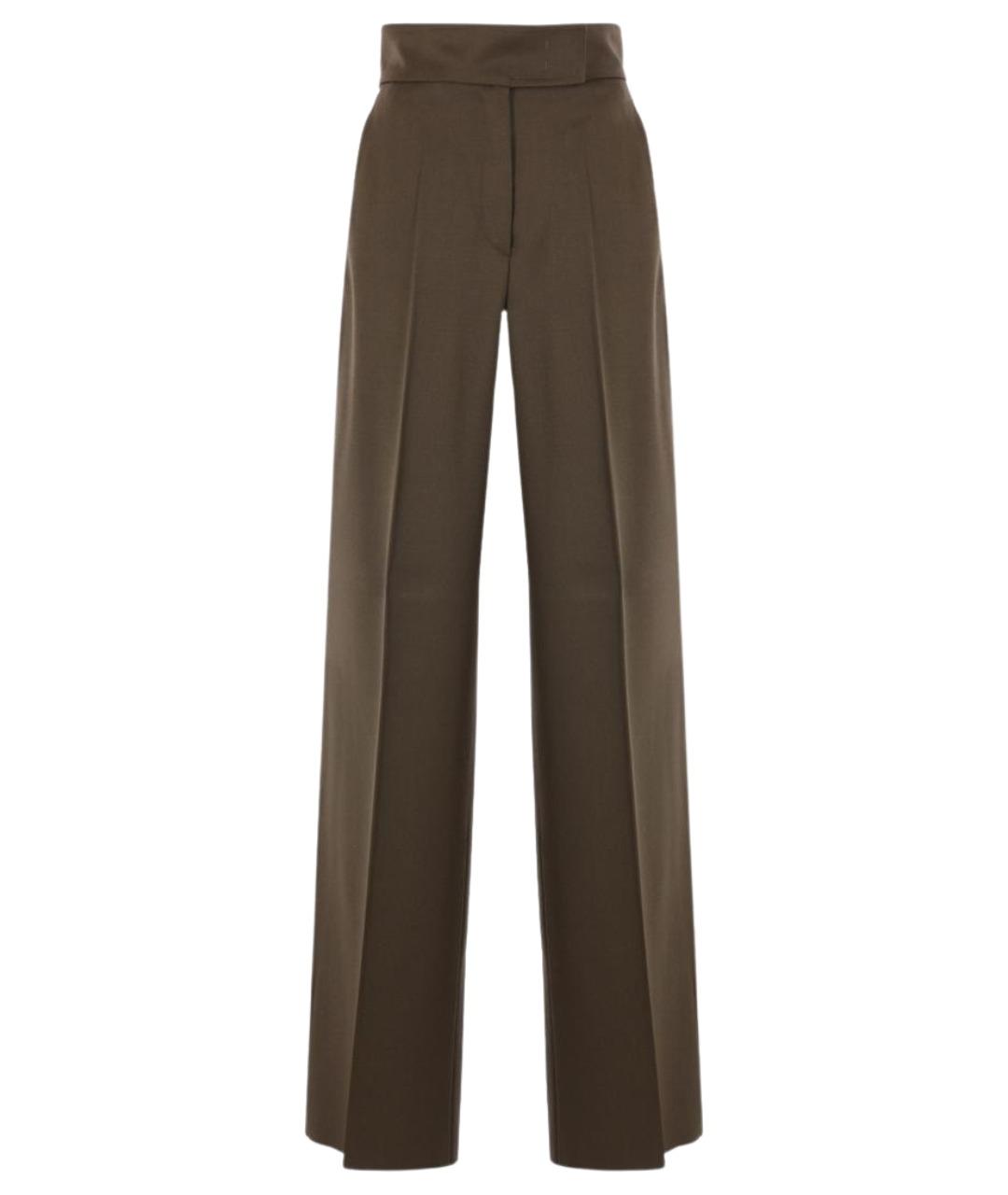 MAX MARA Зеленые шерстяные прямые брюки, фото 1