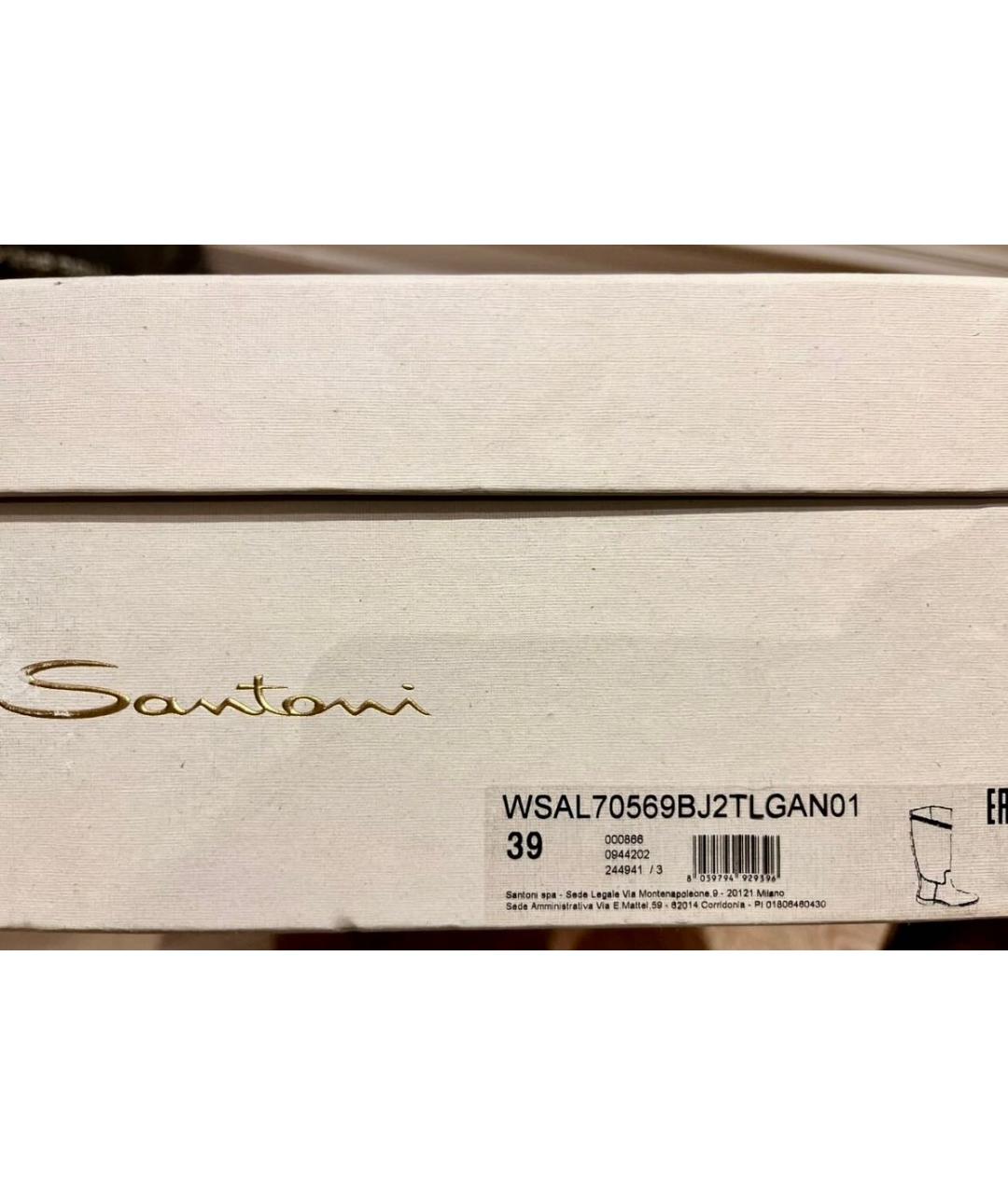 SANTONI Черные кожаные сапоги, фото 7