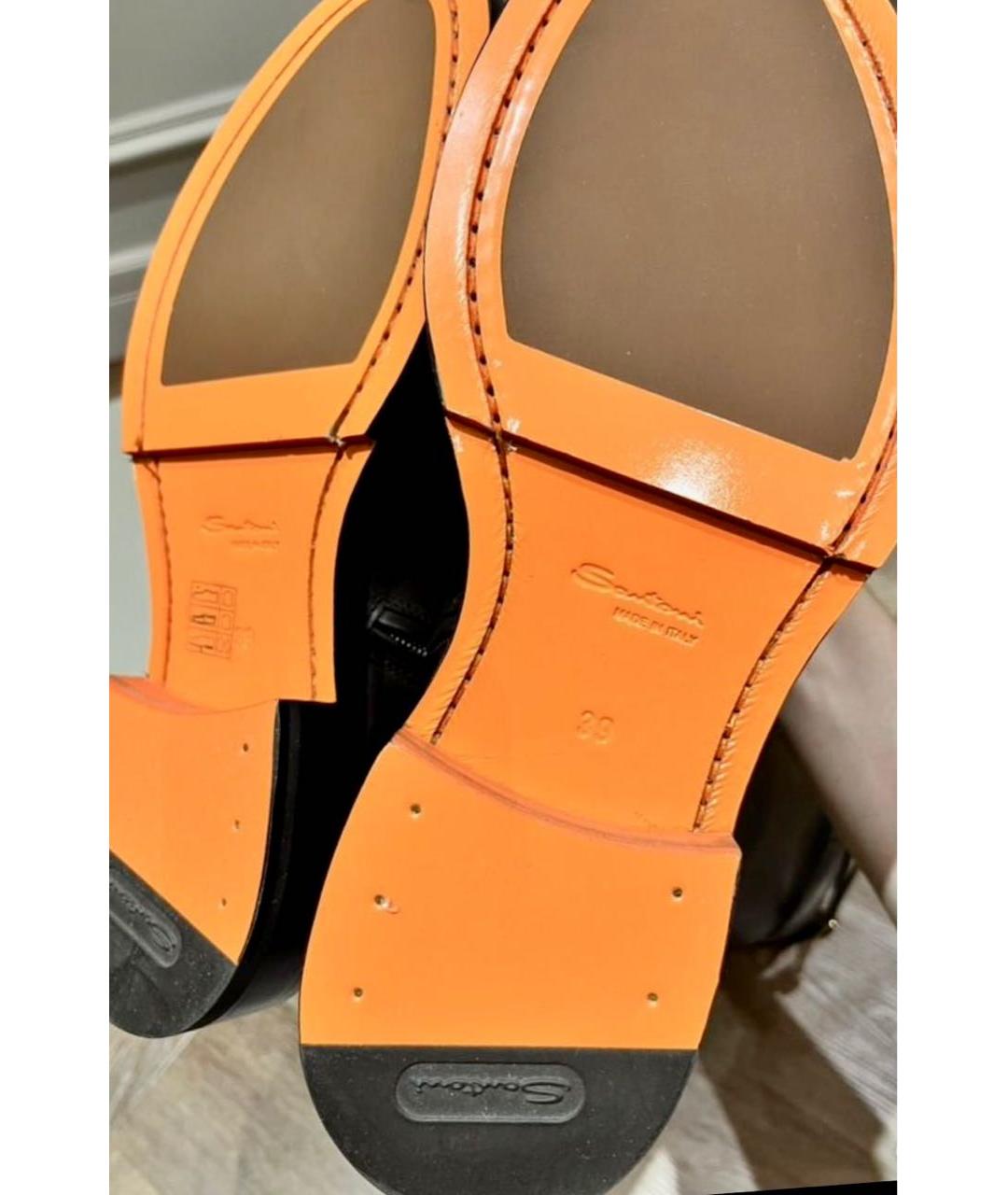 SANTONI Черные кожаные сапоги, фото 4