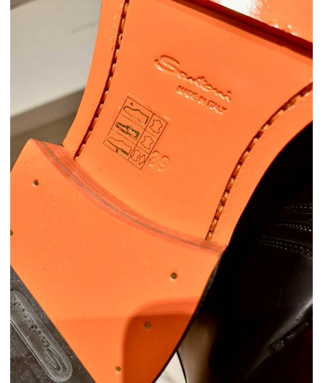 SANTONI Черные кожаные сапоги, фото 5