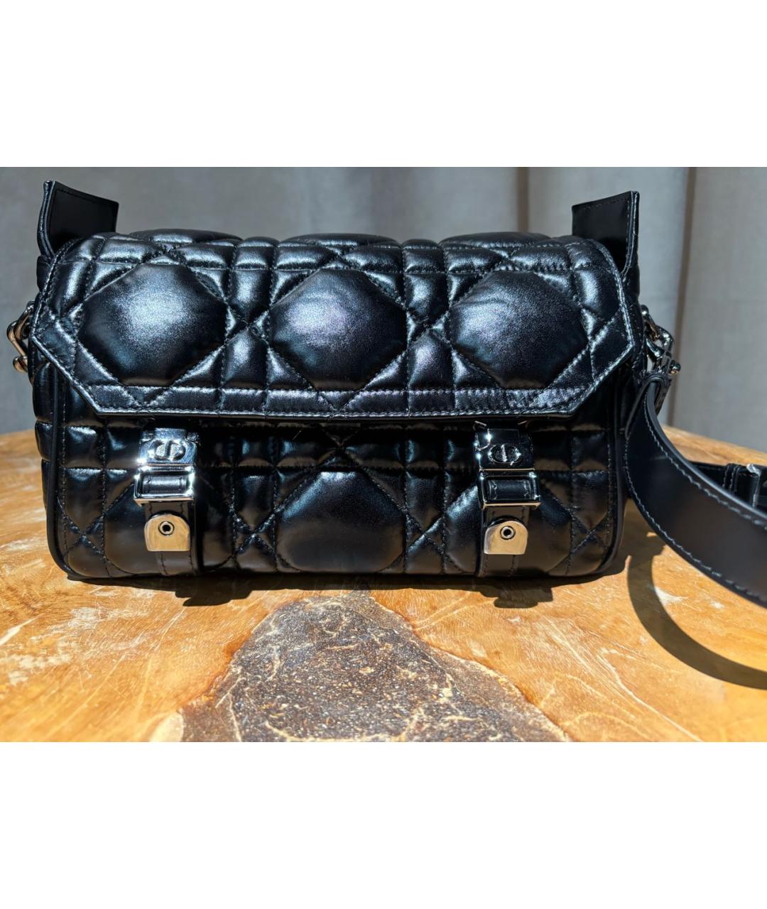CHRISTIAN DIOR Черная кожаная сумка через плечо, фото 9