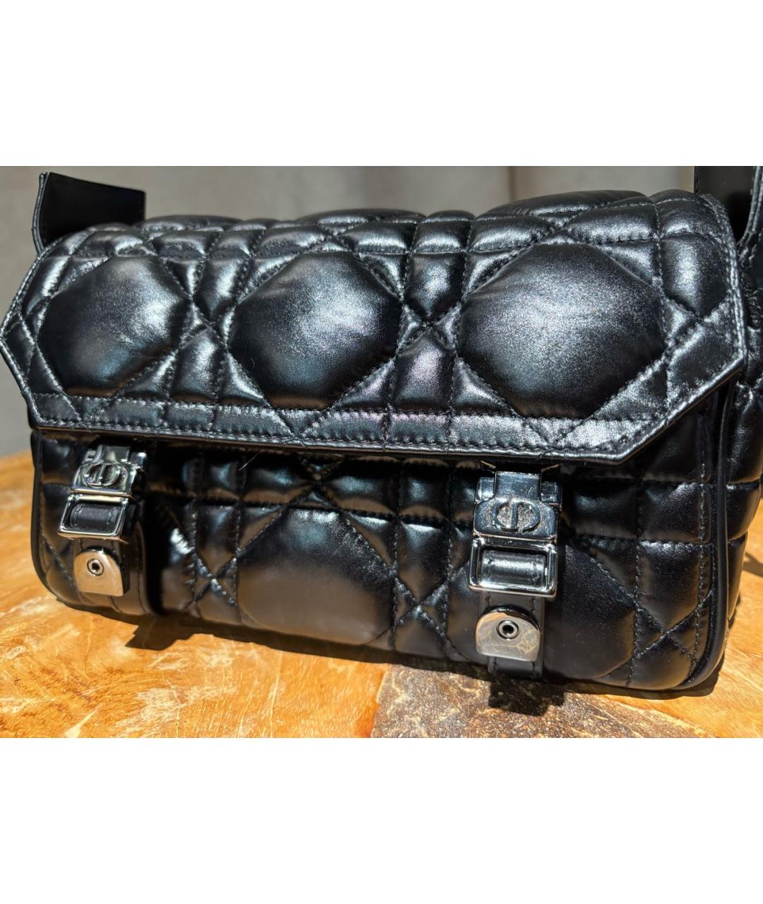 CHRISTIAN DIOR Черная кожаная сумка через плечо, фото 6