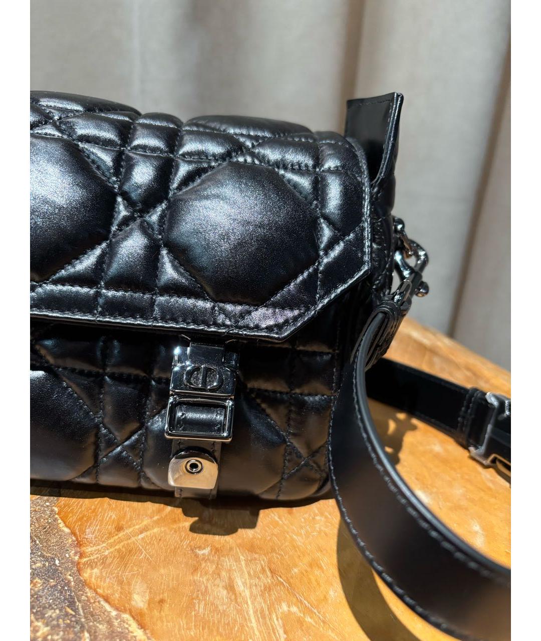 CHRISTIAN DIOR Черная кожаная сумка через плечо, фото 8