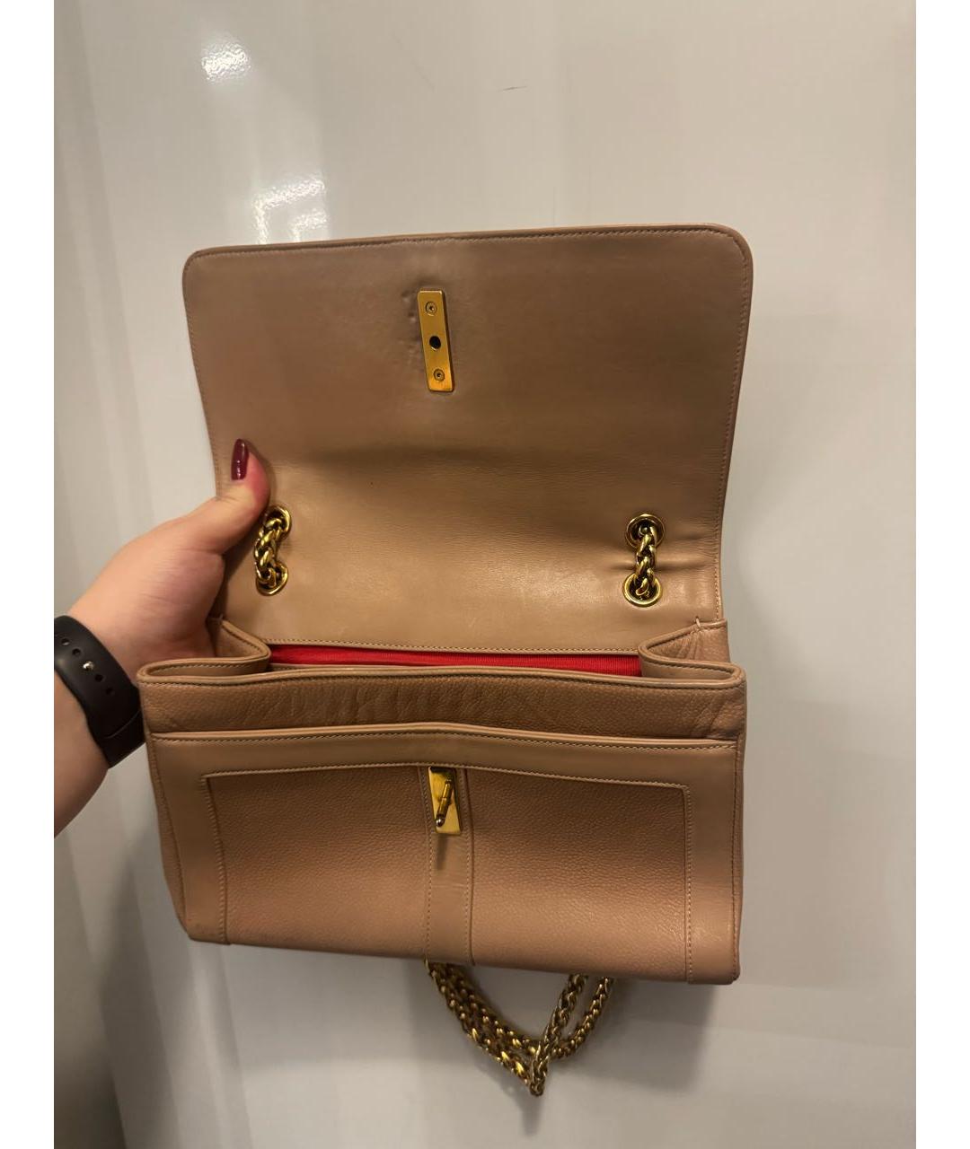 CHRISTIAN LOUBOUTIN Бежевая кожаная сумка через плечо, фото 4