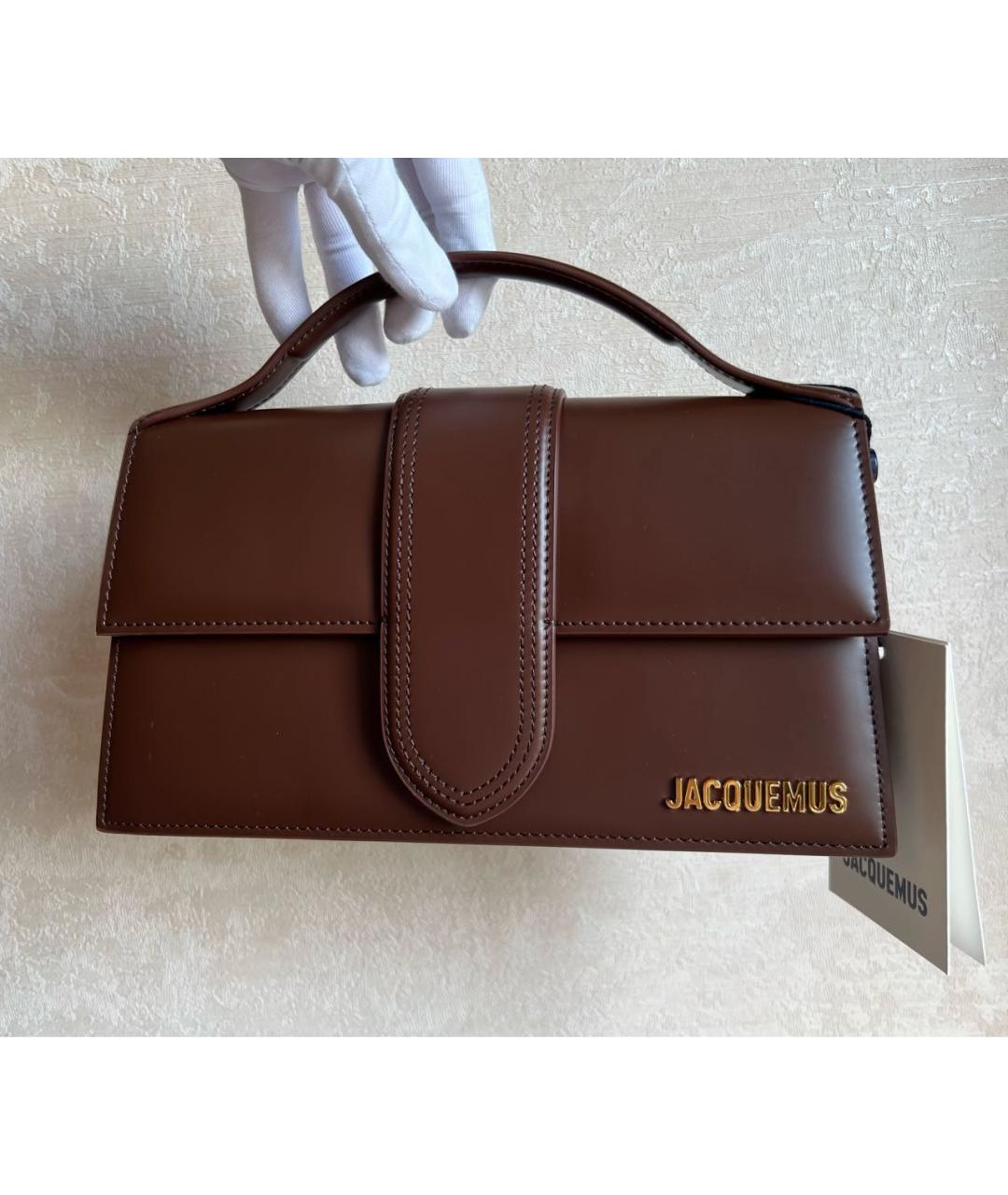 JACQUEMUS Коричневая кожаная сумка через плечо, фото 3