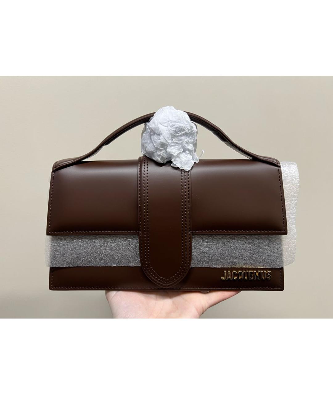 JACQUEMUS Коричневая кожаная сумка через плечо, фото 2