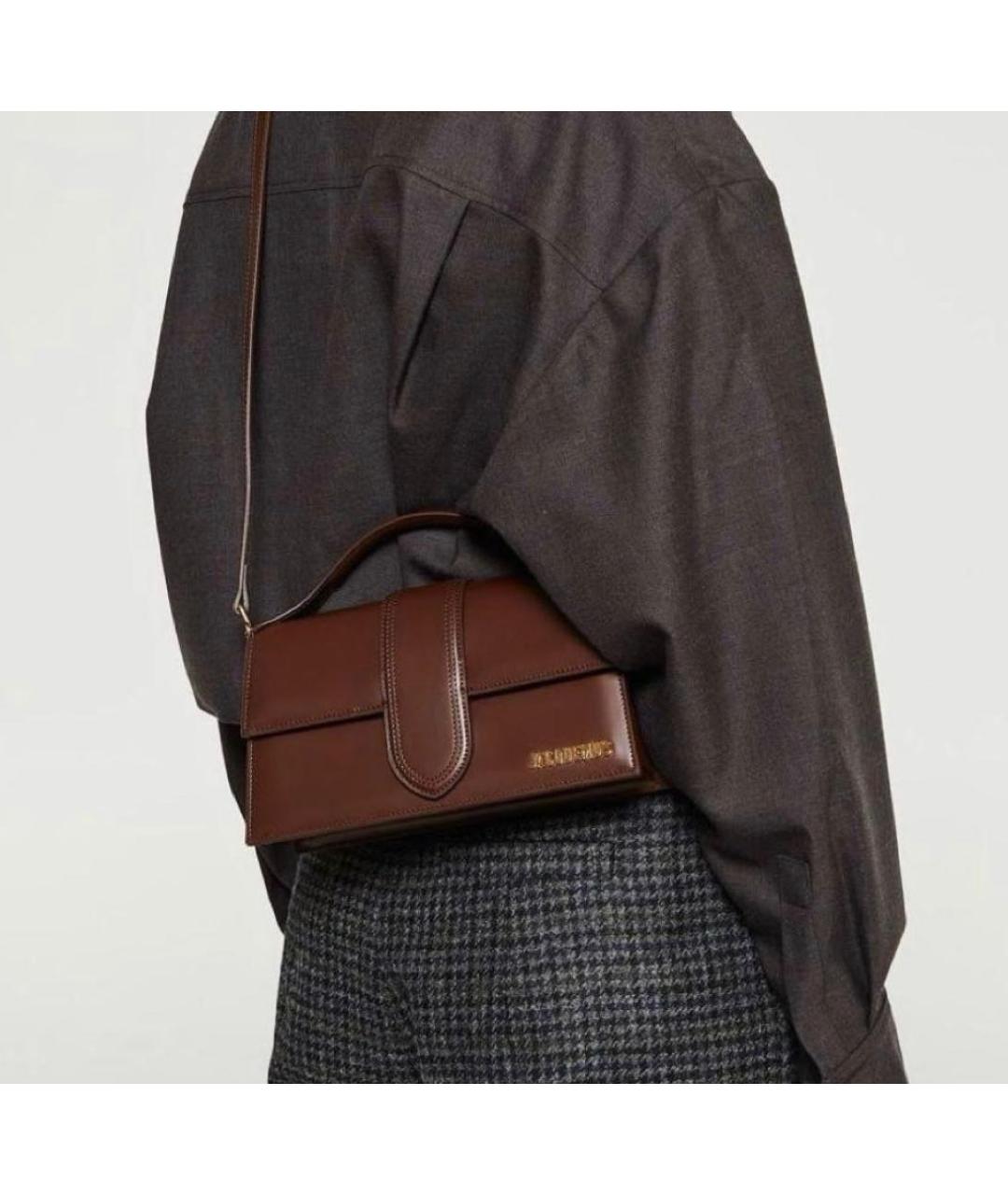 JACQUEMUS Коричневая кожаная сумка через плечо, фото 5