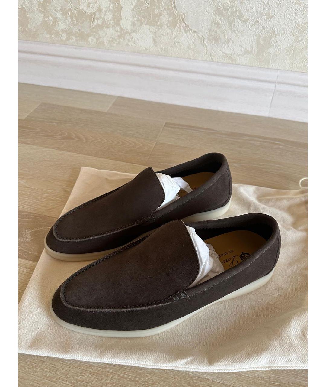 LORO PIANA Коричневые замшевые лоферы, фото 6