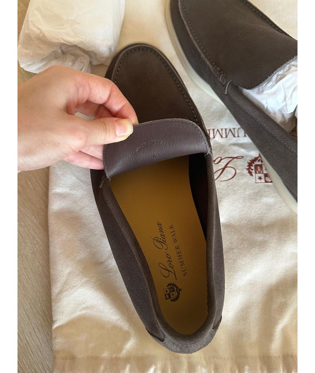 LORO PIANA Коричневые замшевые лоферы, фото 3
