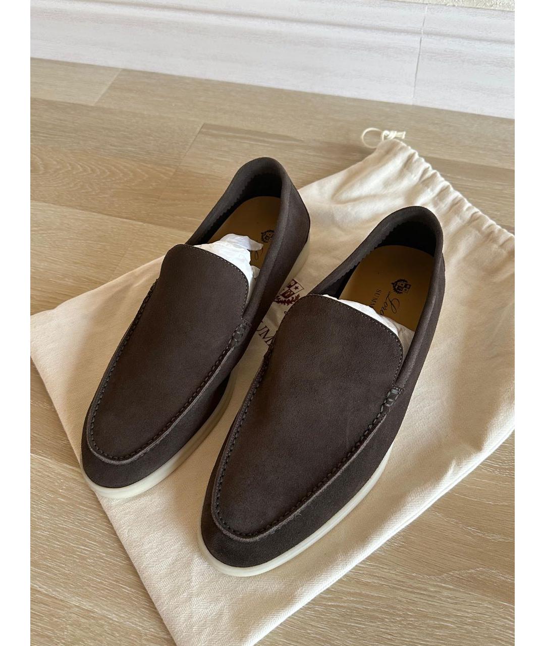 LORO PIANA Коричневые замшевые лоферы, фото 2