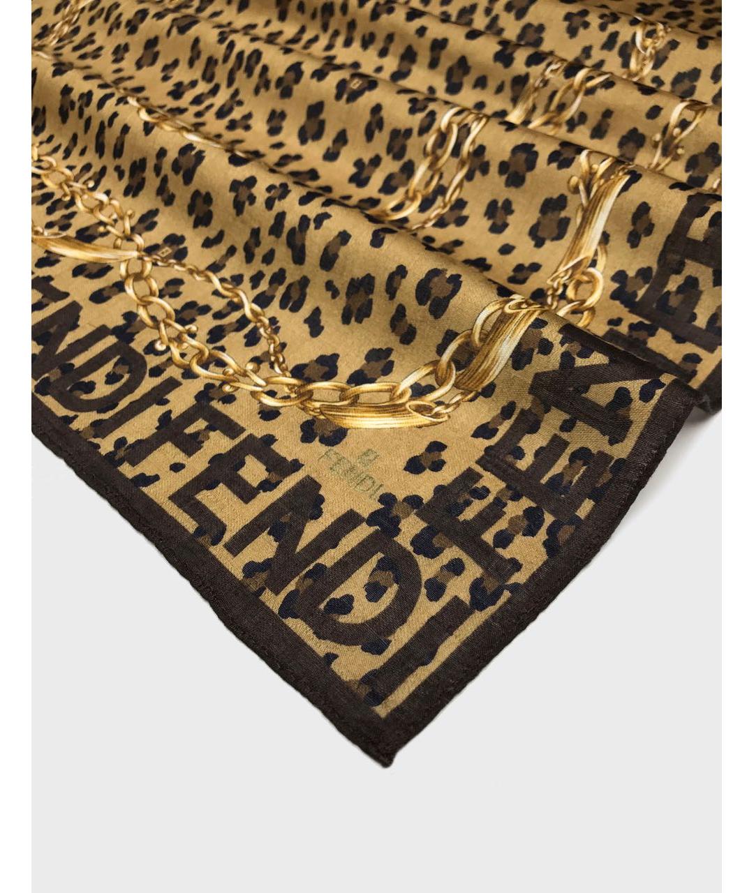 FENDI Золотой хлопковый платок, фото 2