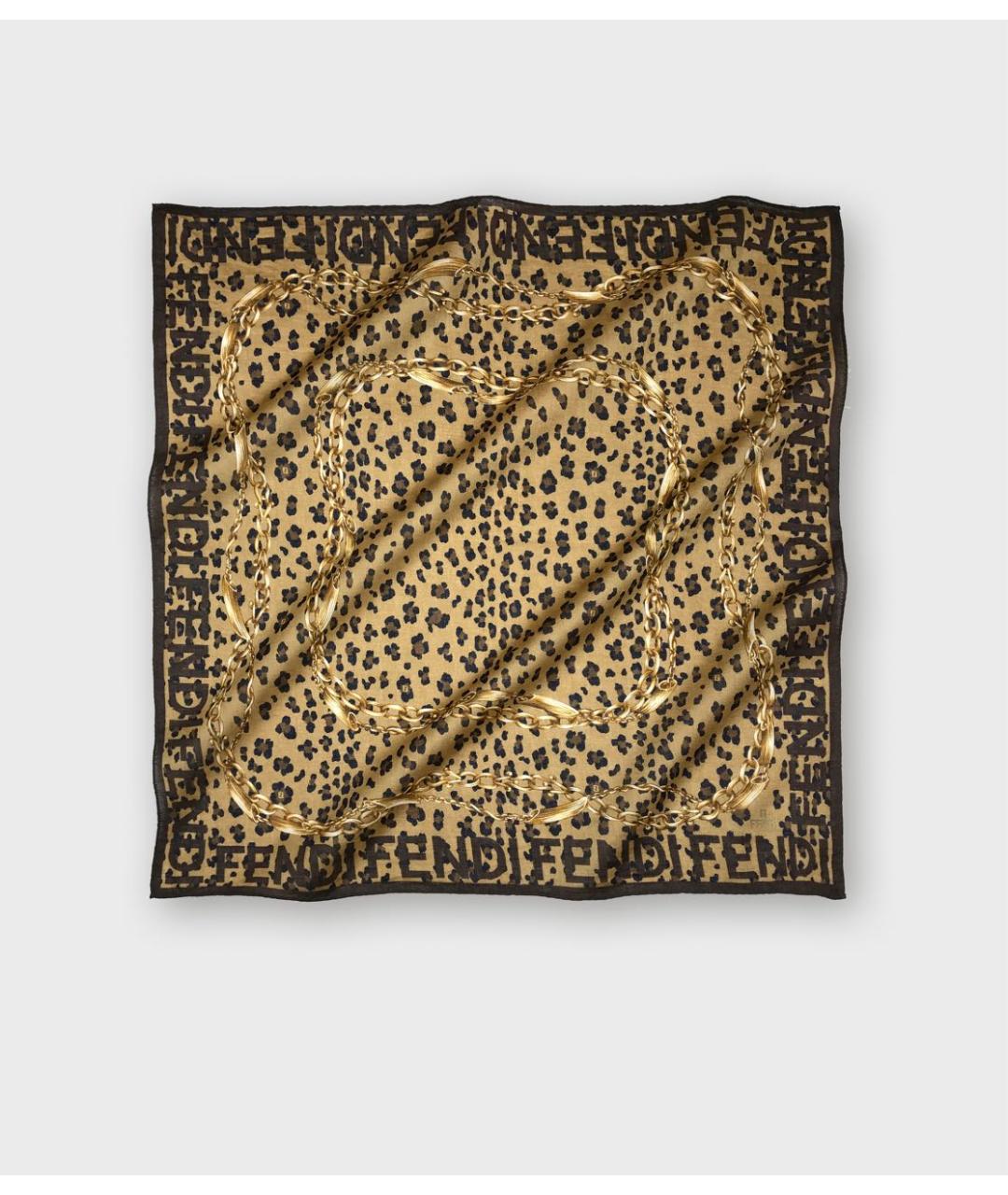 FENDI Золотой хлопковый платок, фото 7