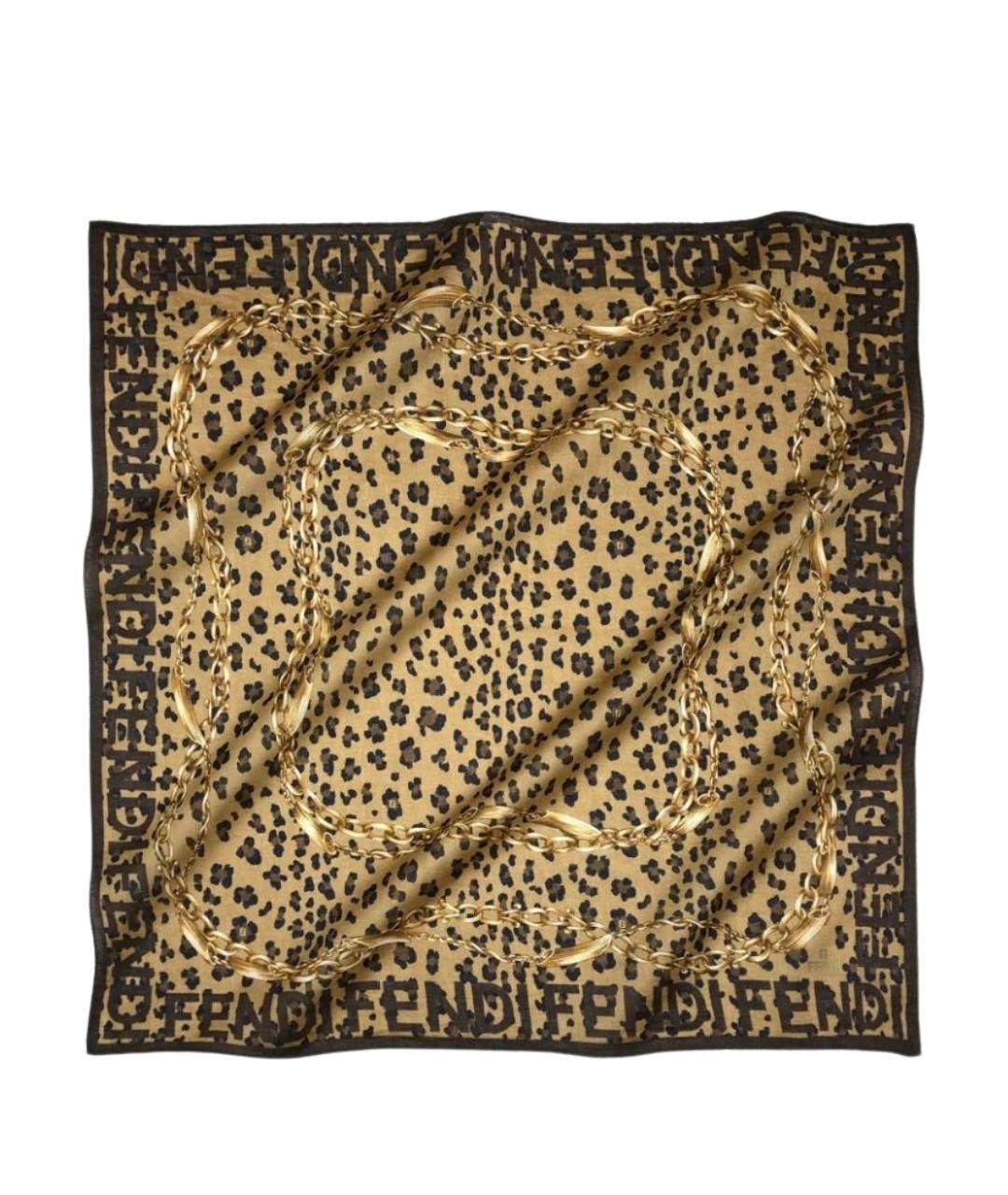 FENDI Золотой хлопковый платок, фото 1