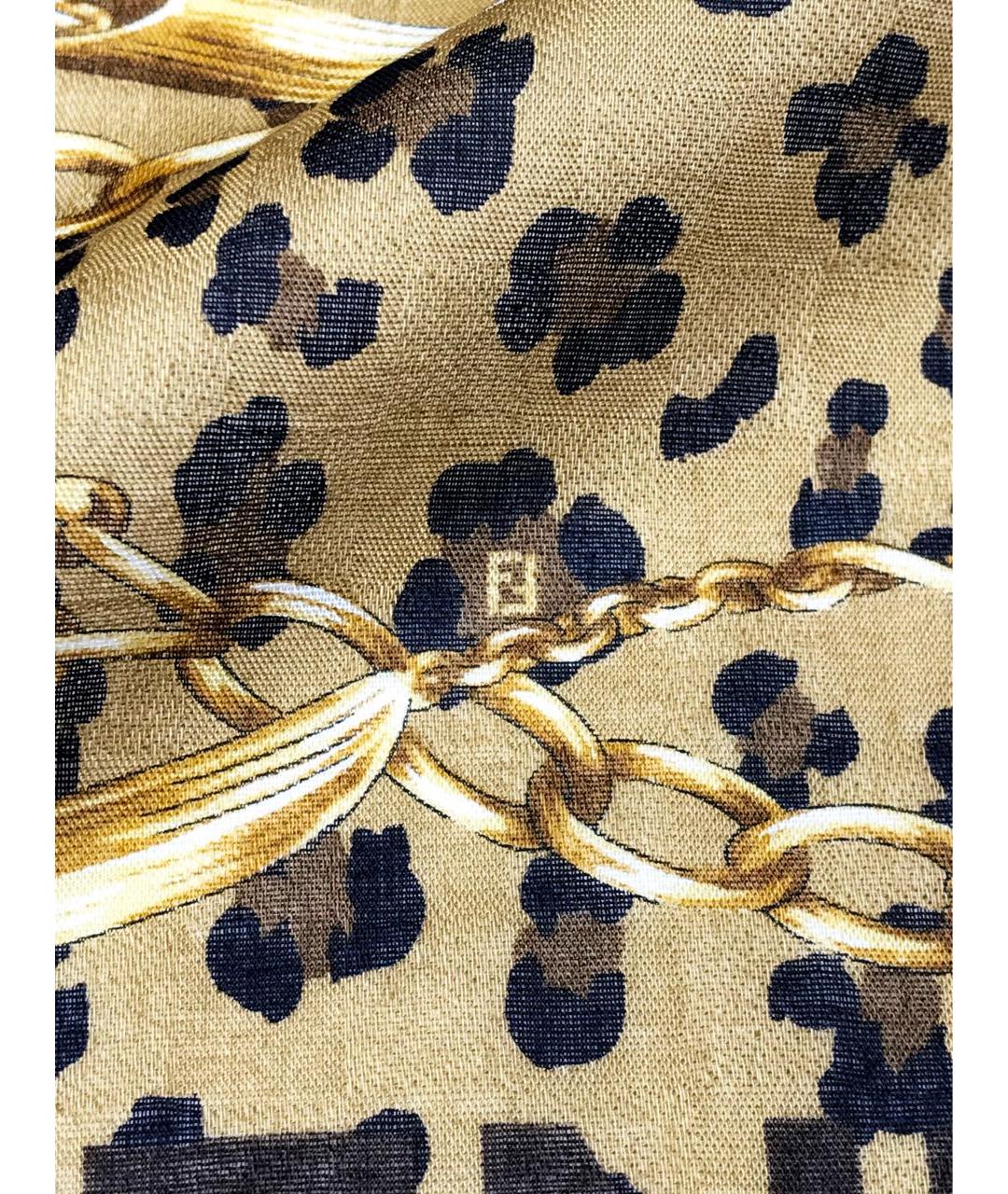 FENDI Золотой хлопковый платок, фото 3