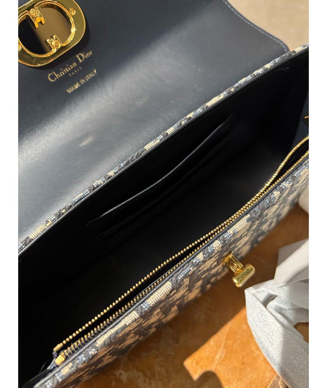 CHRISTIAN DIOR Синяя кожаная сумка с короткими ручками, фото 4