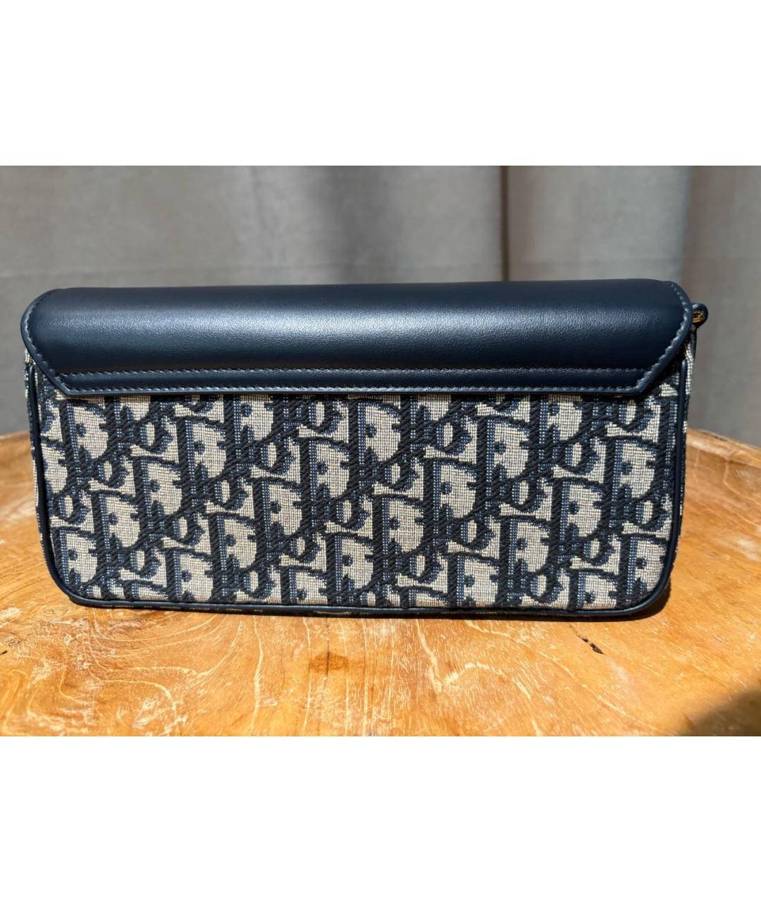 CHRISTIAN DIOR Синяя кожаная сумка с короткими ручками, фото 3