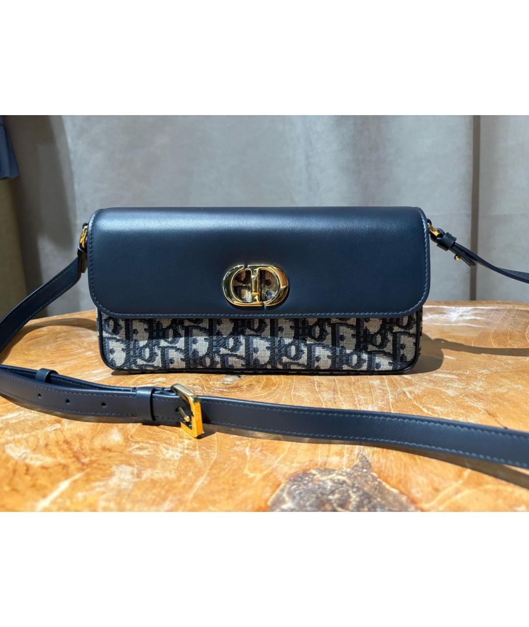 CHRISTIAN DIOR Синяя кожаная сумка с короткими ручками, фото 6