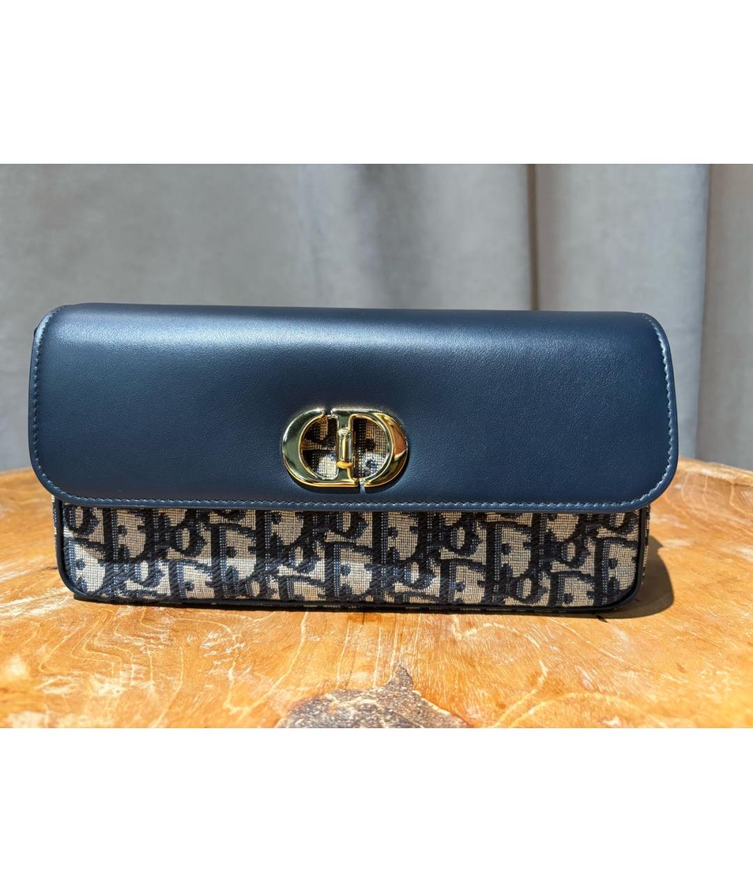 CHRISTIAN DIOR Синяя кожаная сумка с короткими ручками, фото 7