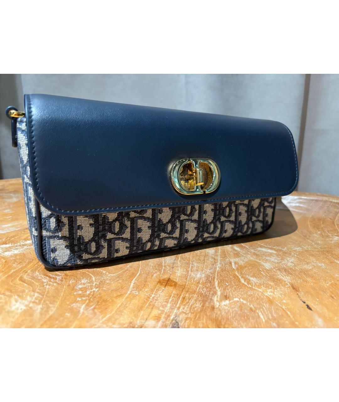 CHRISTIAN DIOR Синяя кожаная сумка с короткими ручками, фото 2