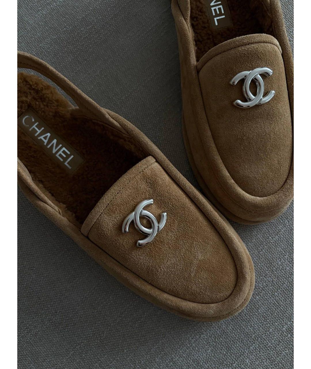 CHANEL Коричневые замшевые мюли, фото 2