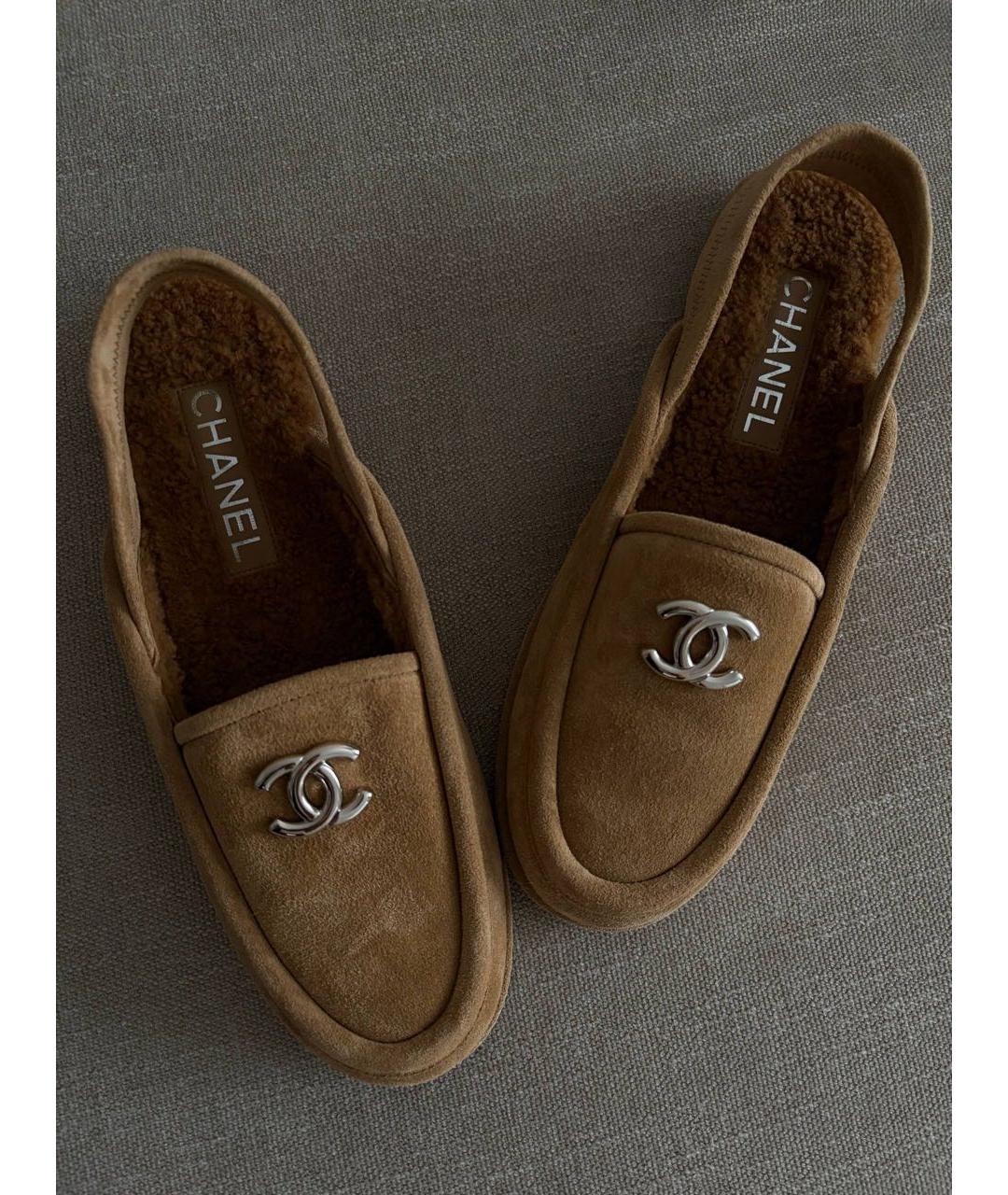 CHANEL Коричневые замшевые мюли, фото 3