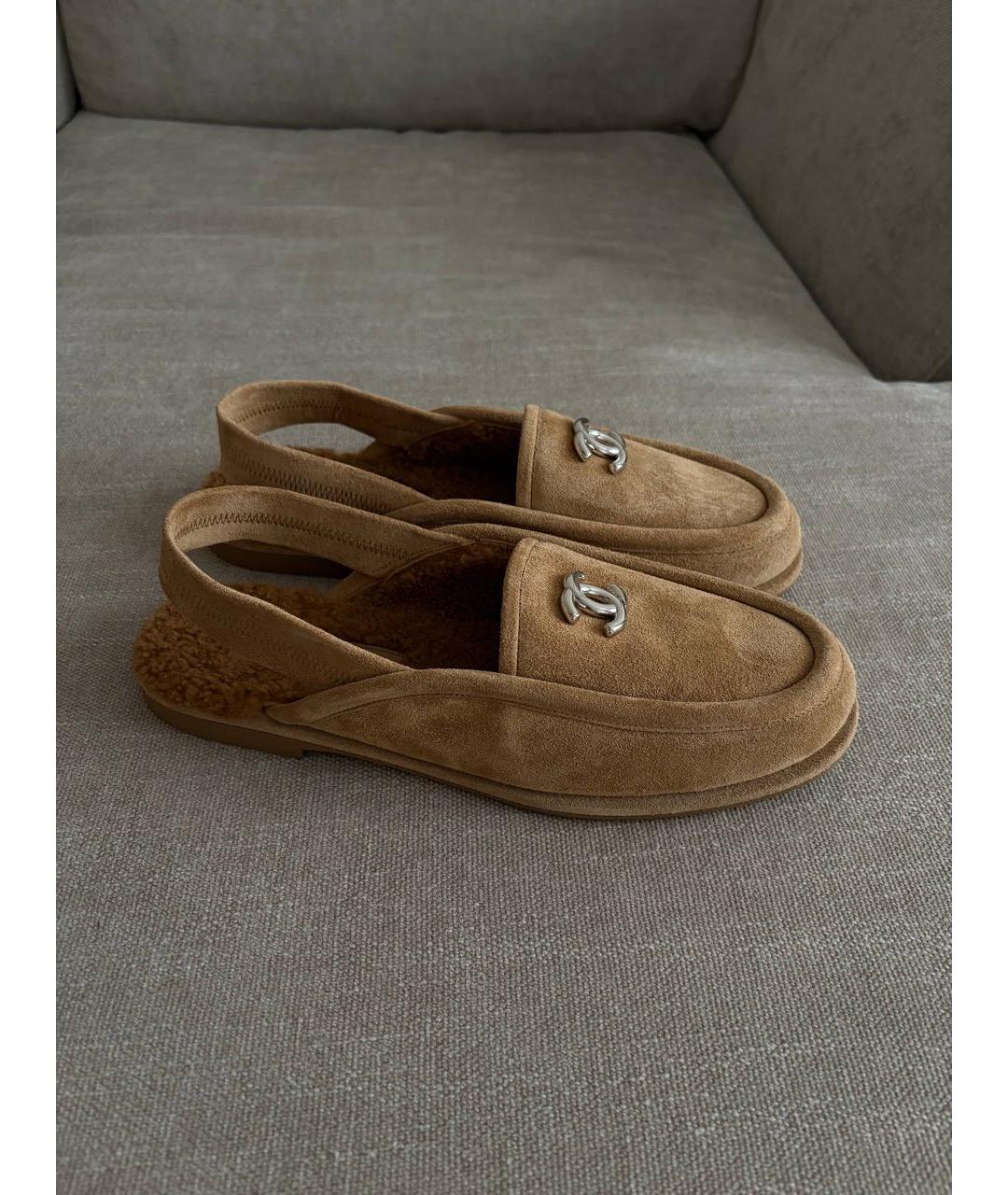 CHANEL Коричневые замшевые мюли, фото 4