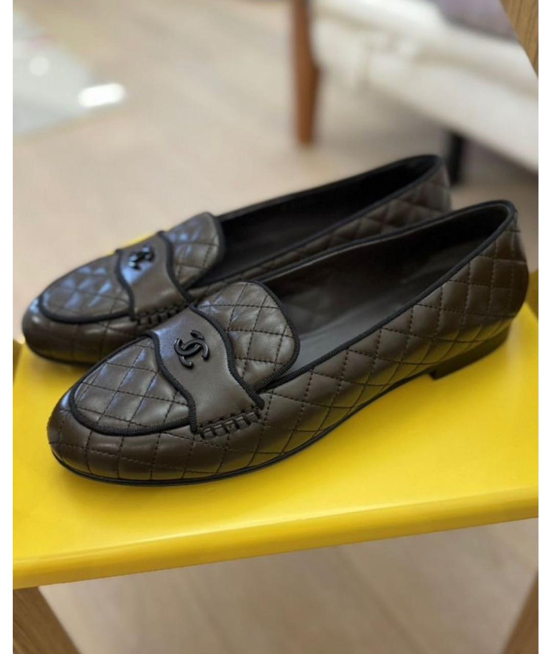 CHANEL Коричневые кожаные лоферы, фото 2