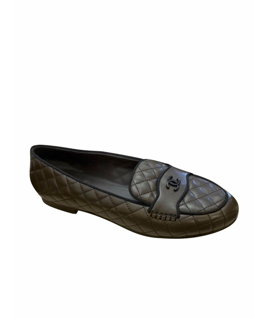 CHANEL Коричневые кожаные лоферы, фото 1