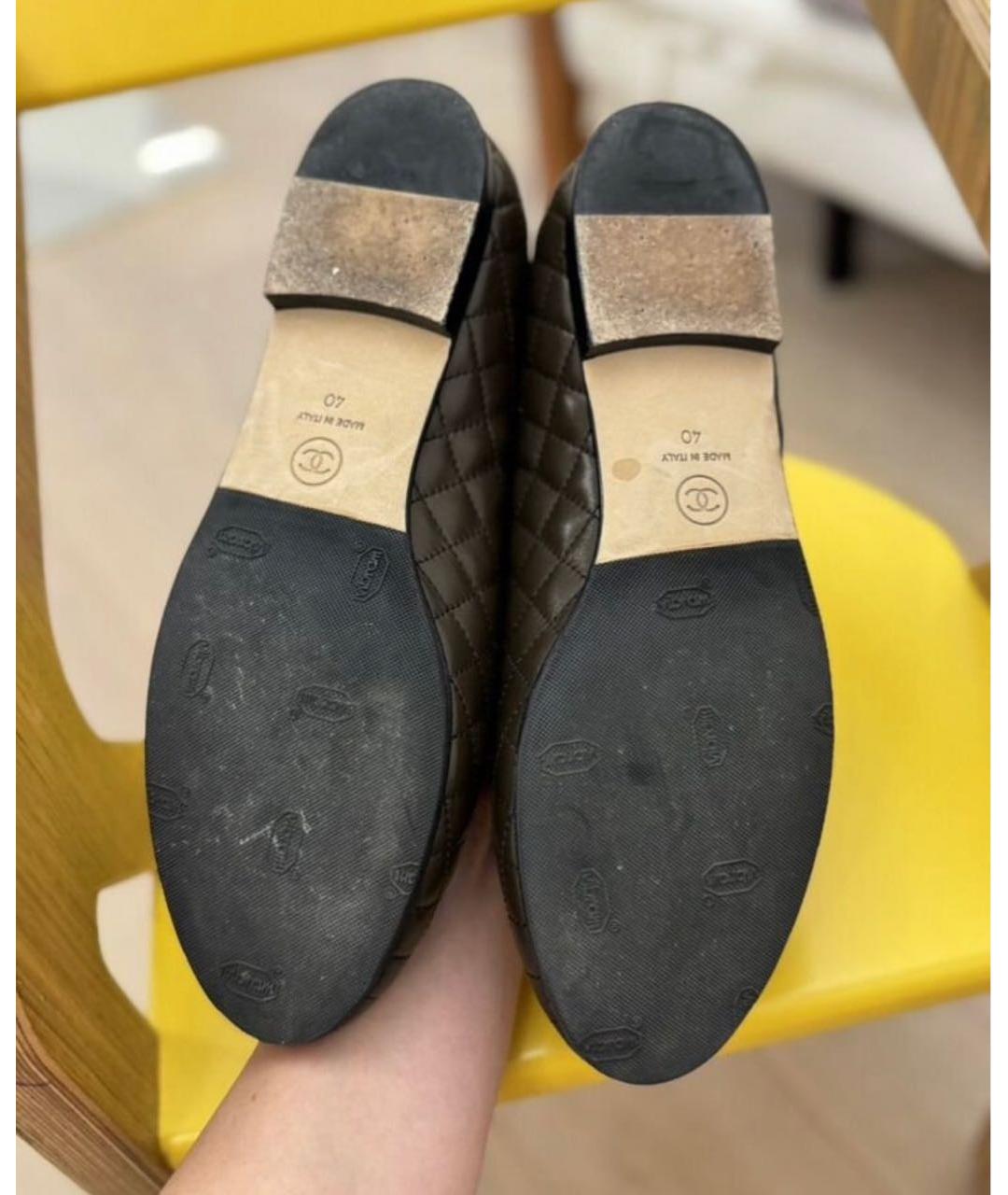 CHANEL Коричневые кожаные лоферы, фото 5