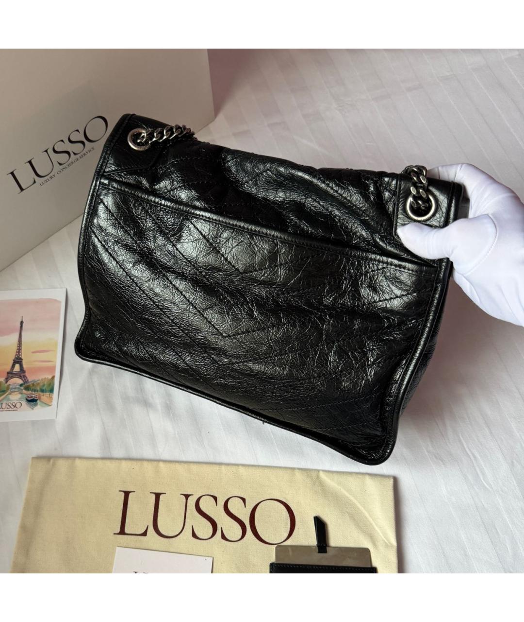 SAINT LAURENT Черная кожаная сумка через плечо, фото 3