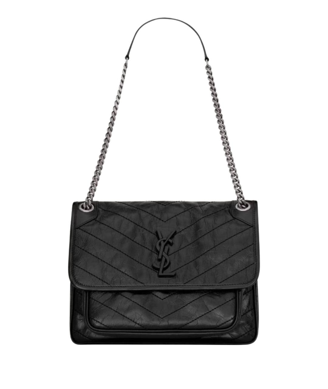 SAINT LAURENT Черная кожаная сумка через плечо, фото 1