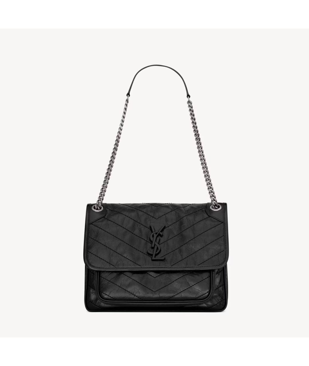 SAINT LAURENT Черная кожаная сумка через плечо, фото 9