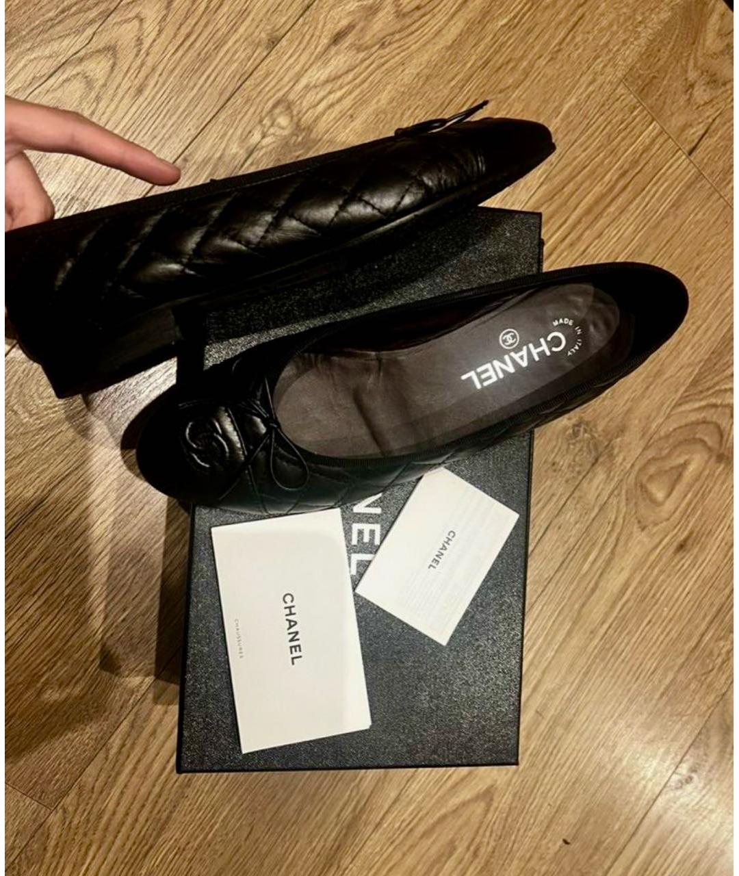 CHANEL Черные кожаные балетки, фото 5