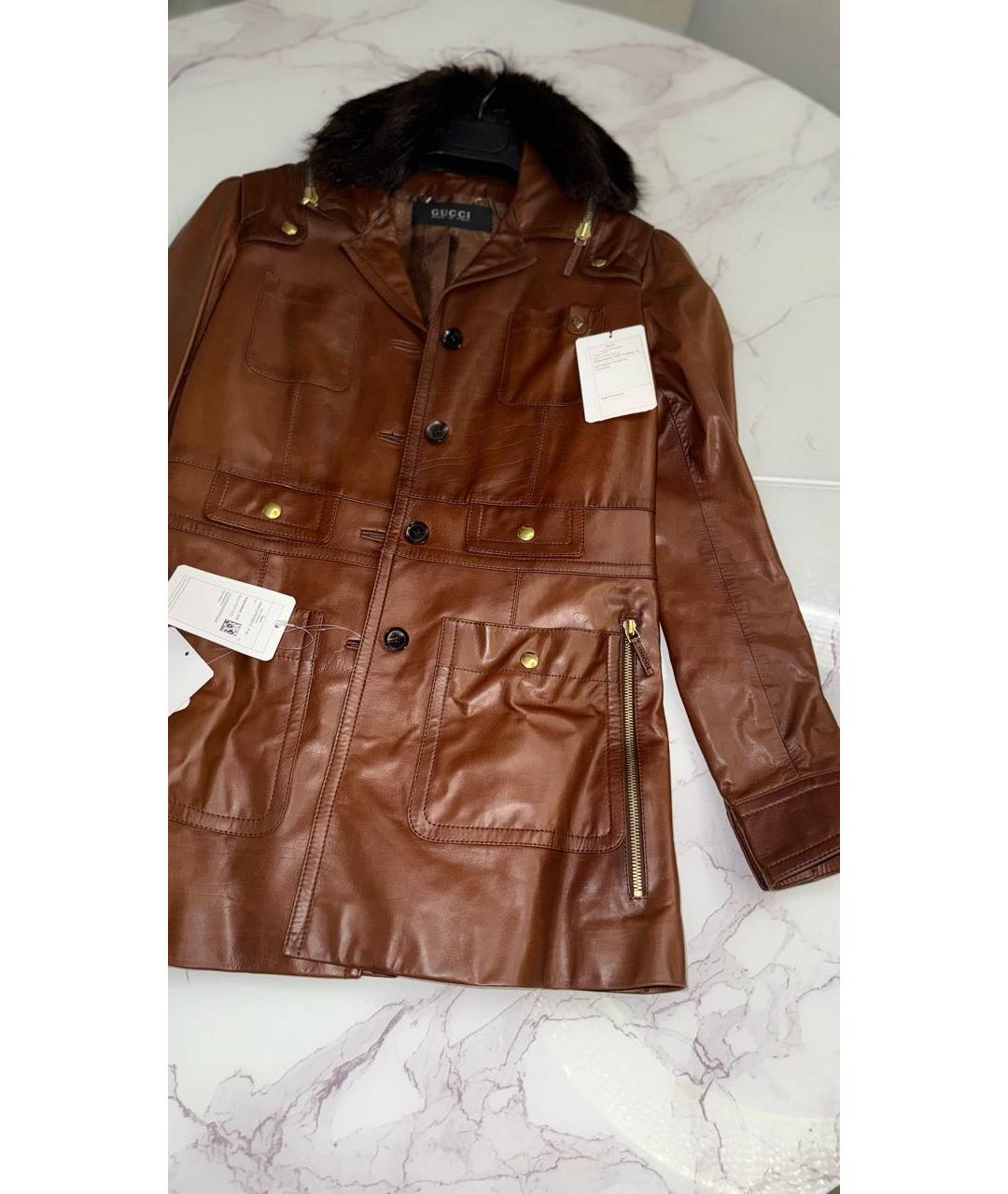 GUCCI Коричневая кожаная куртка, фото 2
