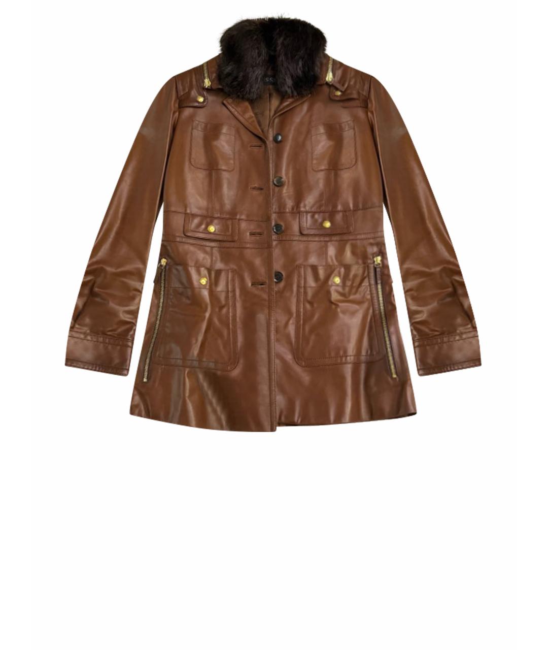 GUCCI Коричневая кожаная куртка, фото 1