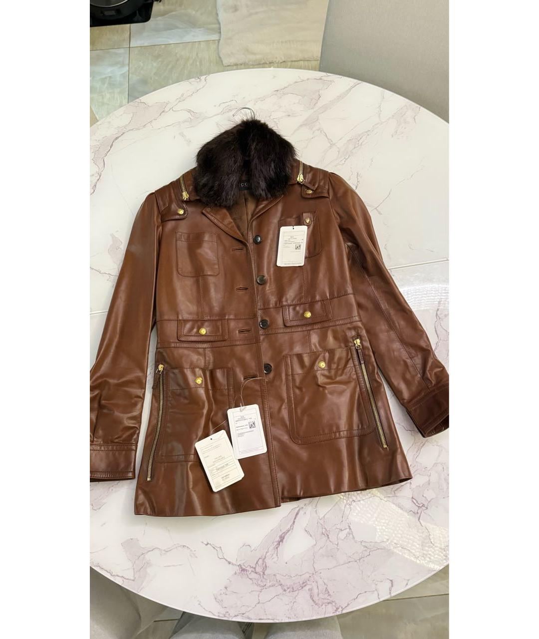 GUCCI Коричневая кожаная куртка, фото 5